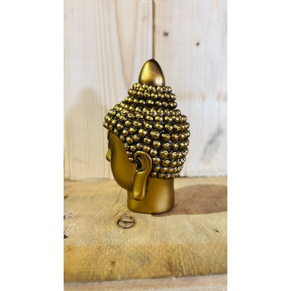 Golden Buddha Head Statue 3 inches - Picture 2 of 6
